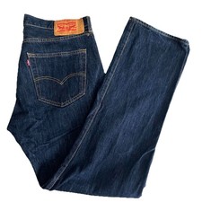 Levis 501 Button Fly Dark Wash Straight Leg Blue Denim Jeans Mens 36x34 Workwear