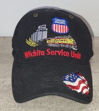 Vtg Union Pacific RR Railroad Wichita Service Unit Men's Black Strapback Hat Cap
