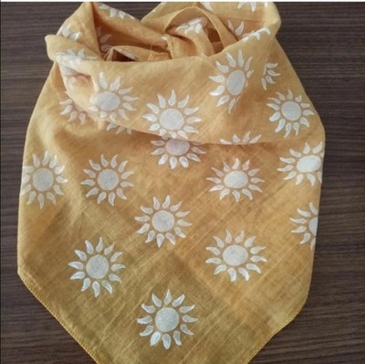 Handmade Cotton Sun bandana, sun shine print, cotton bandana, Yellow headband