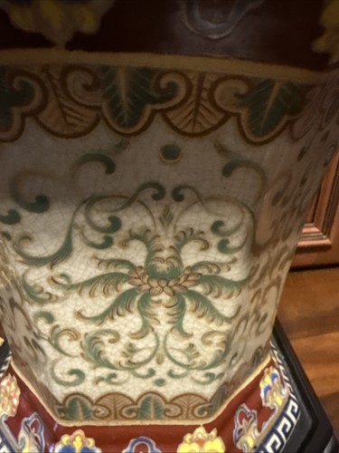 Vintage asiatische Porzellan handbemalte Lampe Achteck Pagode - Bild 7 von 17