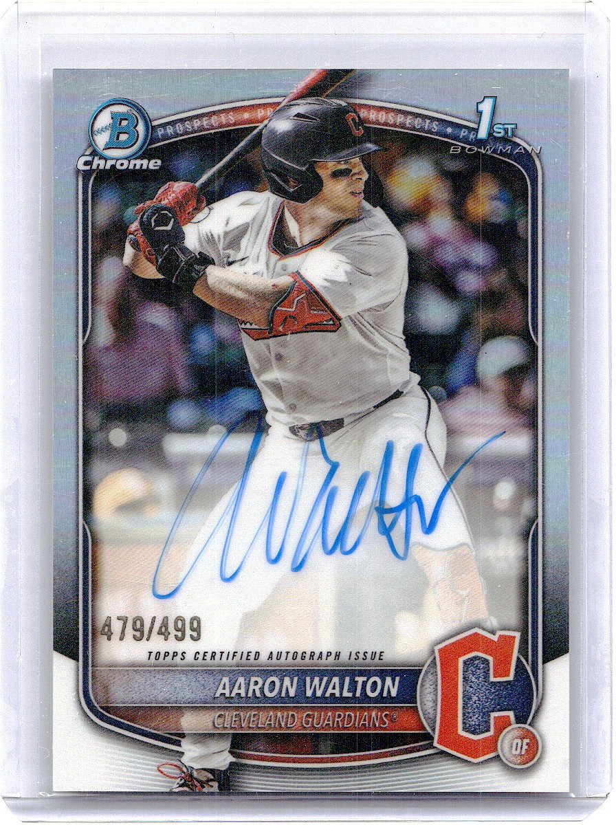26 Aaron Walton 2025 Bowman Draft Chrome Autographs Refractor #/499 Guardians