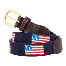 American Flag Needlepoint Belt with Full Grain Leather Backing Size 38