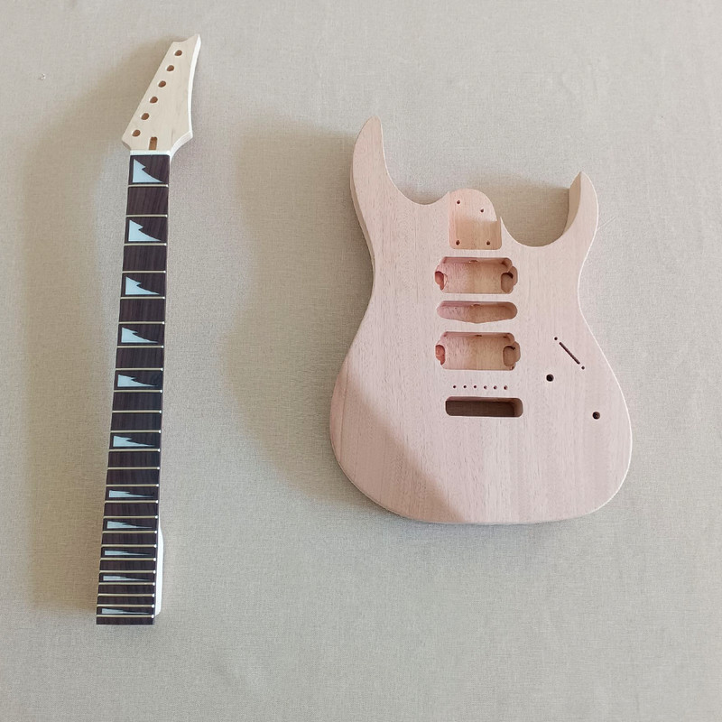 Unfinished Electric Guitar Kit Genuine Rosewood Fretboard Bolt On CR Part