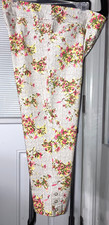 SZ 1 CHICO'S PERFECT STRETCH PINK YELLOW FLORAL STRETCH CAPRI PANTS AG03