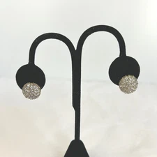 Sparkly Crystal Ball Stud Earrings Gold Tone Women's Fashion Jewelry