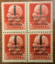 francobolli rsi 75 Cent Quartina Della Tirat.di Firenze Con Posiz.27  TALIANA