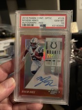 2018 Panini Contenders Nyheim Hines AUTO red PSA 10 GEM MINT POP 4 RC /199