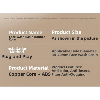 Copper Core Push Up Basin Drain Insert With Filter For Quick Water Flow