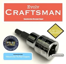 Craftsman Evolv Sockets 3/8" Drive 4MM Hex Allen Bit Socket 16844 4 MM