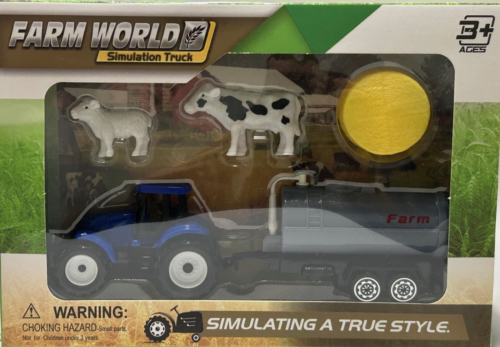 Little Set Farm World with Cow Sheep Tractor Tanker Model Toy Probably 1:64-1:87