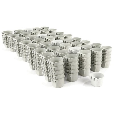 200-Pack - Gray Cage Cups for Chickens, Dogs, Pheasants, Rabbits Feed & Water