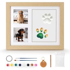 Pet Memorial Gift Set   Dog  Cat Paw Print Kit with Wood Frame, Paw-Shaped