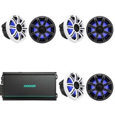 Kicker 3 Pair  51MSC84 - MSC 8-Inch Premium Marine LED Speakers with 48KMA6...