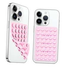 2 Pack Silicone Suction Cup Phone Case Mount Double Sided, Silicone Light Pink
