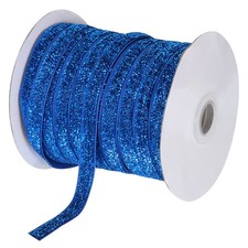 Metallic Glitter Velvet Ribbon 3/8 Inch x 50 Yard Gift Wrapping Bright Blue