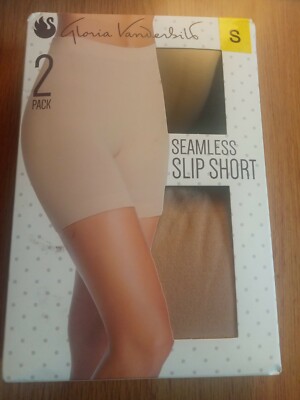 2 x Gloria Vanderbilt Seamless Slip Short Slips Shapewear schwarz nude Gr. S