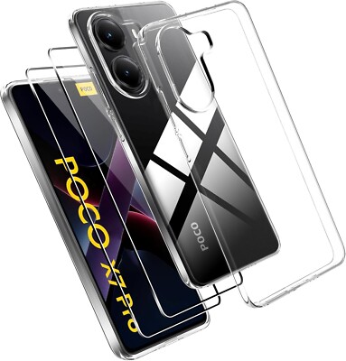 Case Cover+Tempered Glass for Xiaomi Poco X7 Pro/X6/X5 pro Kit