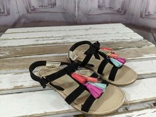 Gymboree tassel girl flip flop sandals seven black summer youth