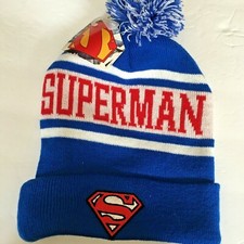 DC Comics Superman Logo Unisex Winter Toque/Beanie with pom-pom -new