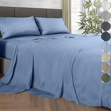 Queen Size Bamboo Sheets 4pcs - Ultra Soft Cooling Bed Sheets, 17" Deep Pocket