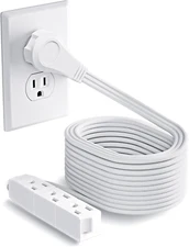 Kasonic 25FT Flat Plug Extension Cord, UL Listed 16/3 SPT-3 1625W Power Strip wi