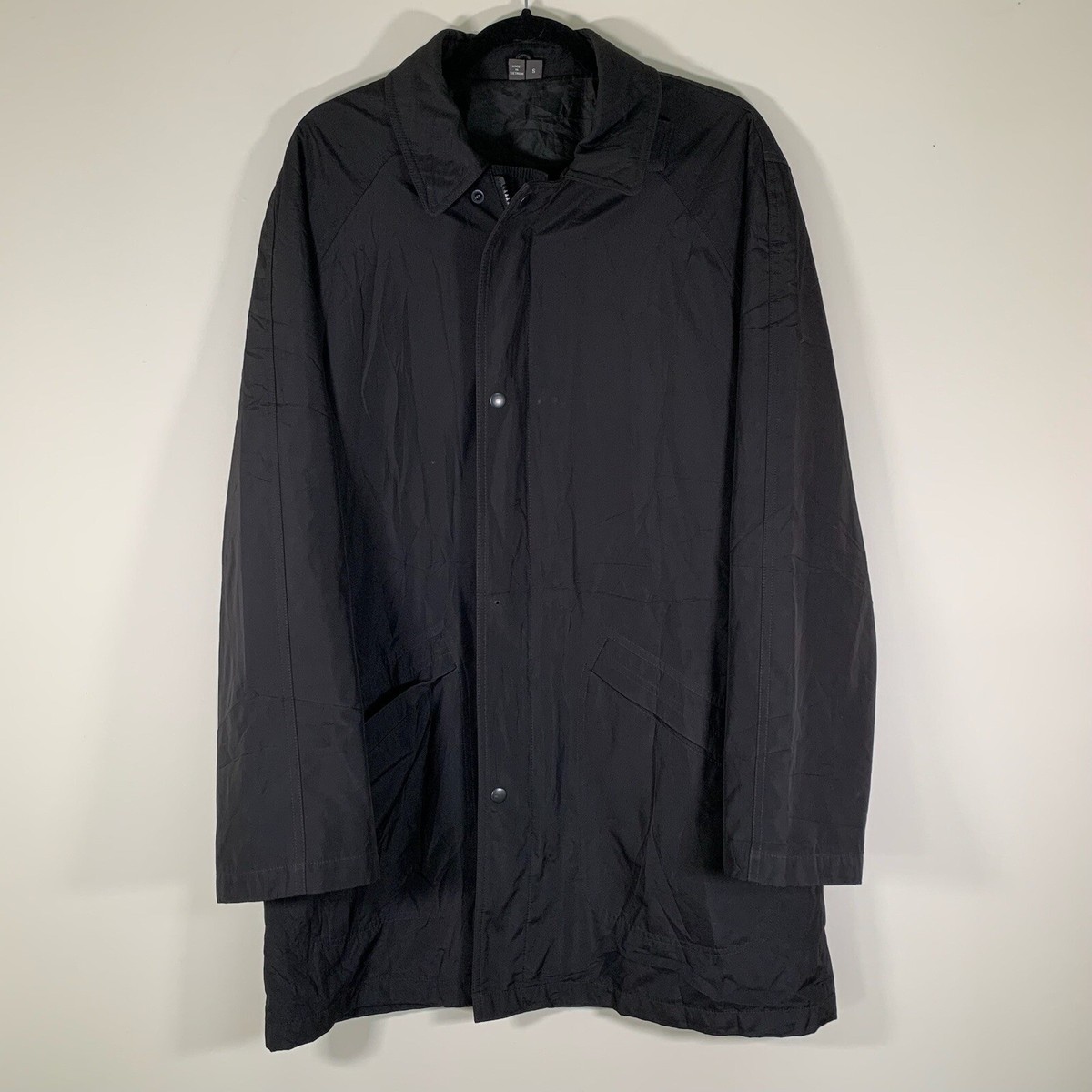 Kenneth Cole Trench Coat Men's Small Black Pocketed Rain Coat Dry