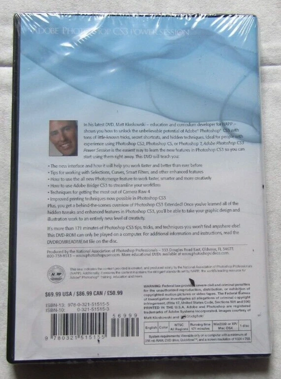 Adobe Photoshop CS3 Power Session Featuring Matt Kloskowski NEW! Sealed! - Image 2 of 2