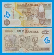 Zambia 500 Kwacha P 43f 2008 UNC Polymer ( P 43 f )