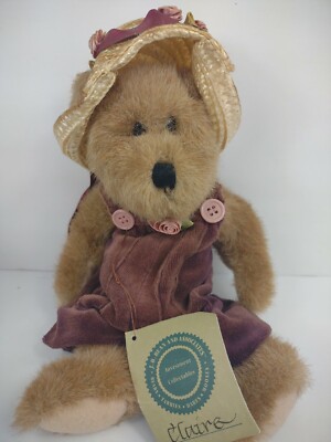 Vintage Boyds Bears Clair Plush Teddy Bear Animal Hat 11'' with tag rose
