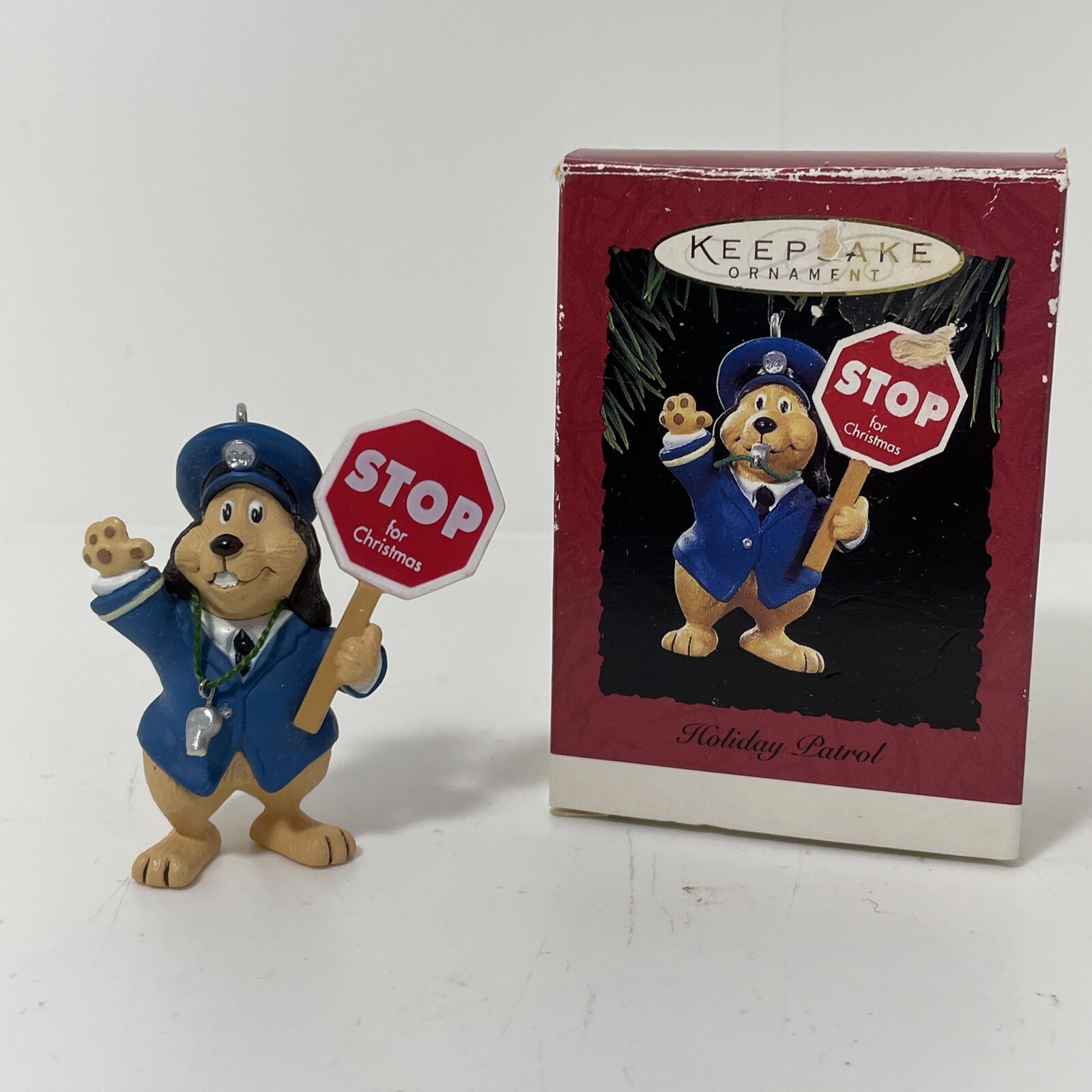 Hallmark Keepsake Ornament Holiday Crossing Guard/Patrol Dog 1994 IOB QX582-6