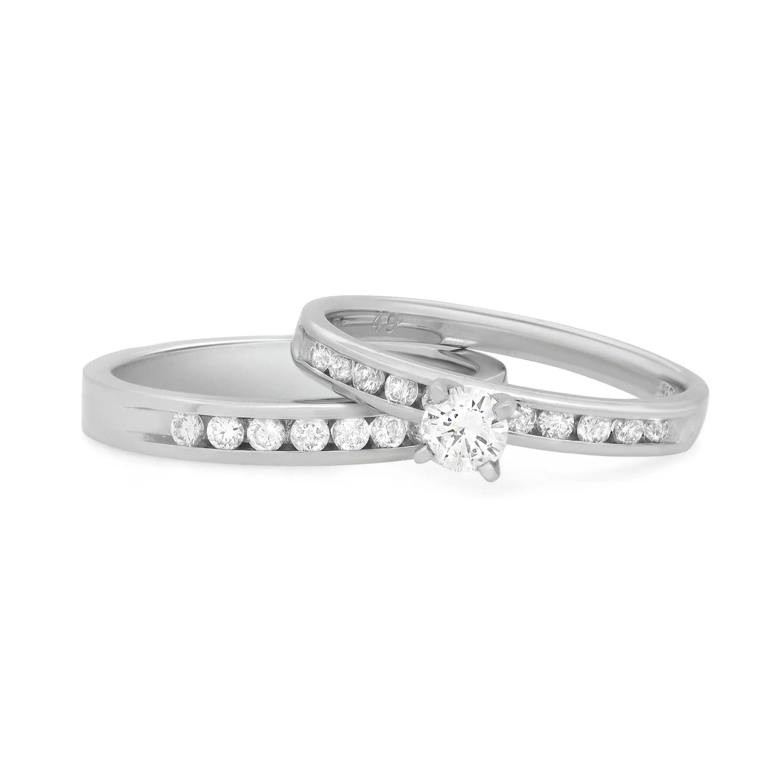 Rachel Koen 0.95Cttw Round Cut Diamond Engagement Ring Set Platinum Size 7