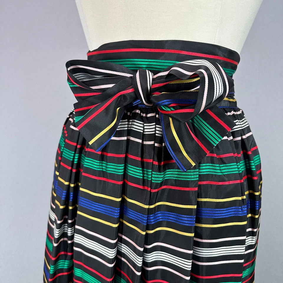 Maxi Falda De Colección Cinturón Envolvente Rayas Arco Iris Ellen Tracy 5 XS/S 70s 60s Volantes Foto 4 de 4