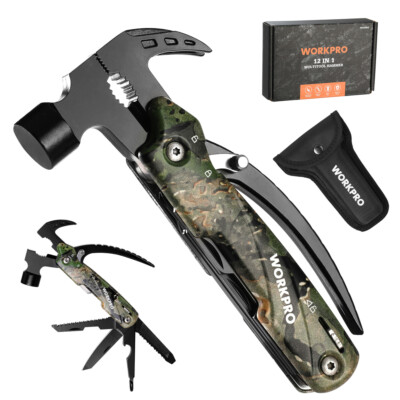 12 in 1 Multi Tool Hammer Multitools Camping Tool Mini Hammer Gear w/Safety Lock