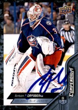 Anton Forsberg Signed Auto 2016-17 Compendium card Columbus Blue Jackets