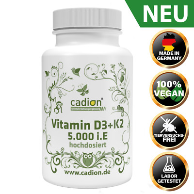 cadion Vitamin D3 + K2 (MK7 ALL-TRANS)  Kapseln 5.000 i.E. I Dose a' 90 Stück