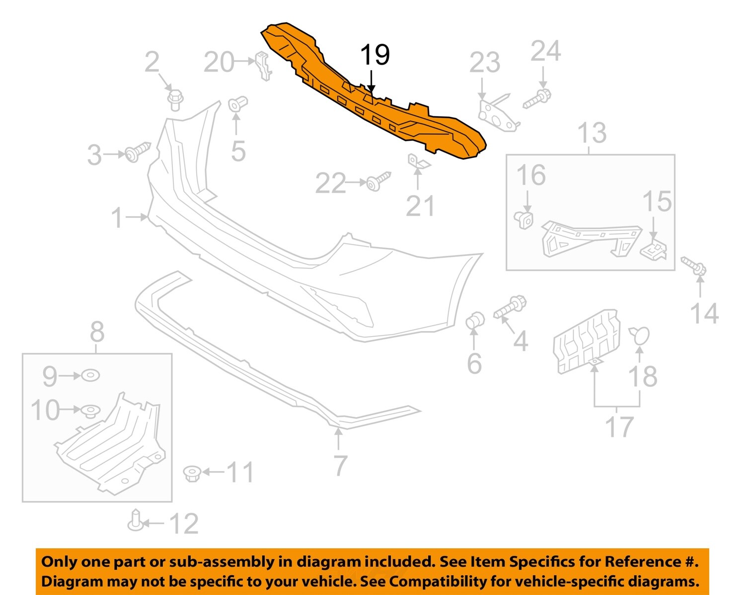 Ki1106168c Replacement Rear Bumper Impact Bar Fits 2019-2020 Kia  