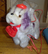 Working Vintage Japanese Battery Operated Dog w/ Shoe In Mouth Toy