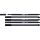 5 x Stabilo Pen 68 Premium Filzstifte Fasermaler schwarz