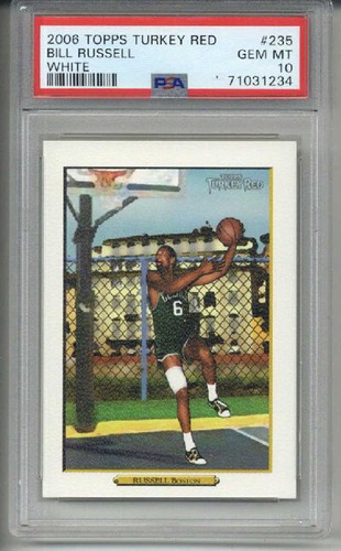 2006 TOPPS TURKEY RED WHITE #235 BILL RUSSELL CARD CELTICS PSA 10 LOW POP RARE