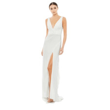 Ieena for Mac Duggal V-Neck Gown White Size 4