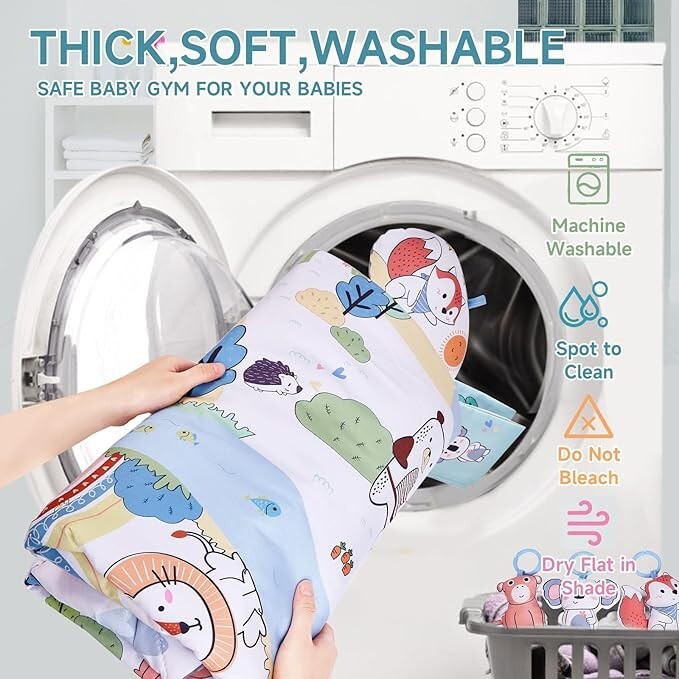 Zoo Animals Baby Gym Play Mat - Babies Activity Game Mat for Ages 0-18 Months