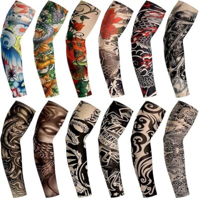 12 mangas de tatuaje de talla grande, mangas de brazo falsas, cubiertas realista