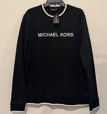 NWT Michael Kors Men's Cotton Blend Pullover Crewneck Black Sweater Size XL