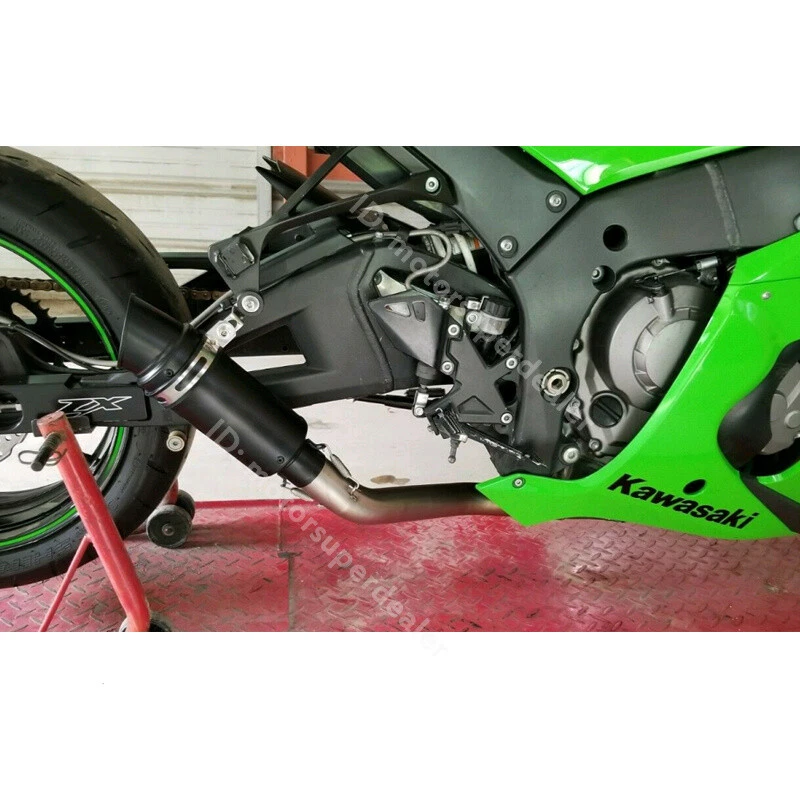 Sistema de tubo médio silenciador carbono pontas de escape para Kawasaki Ninja ZX10R 2008-2020 - Imagem 2 de 4