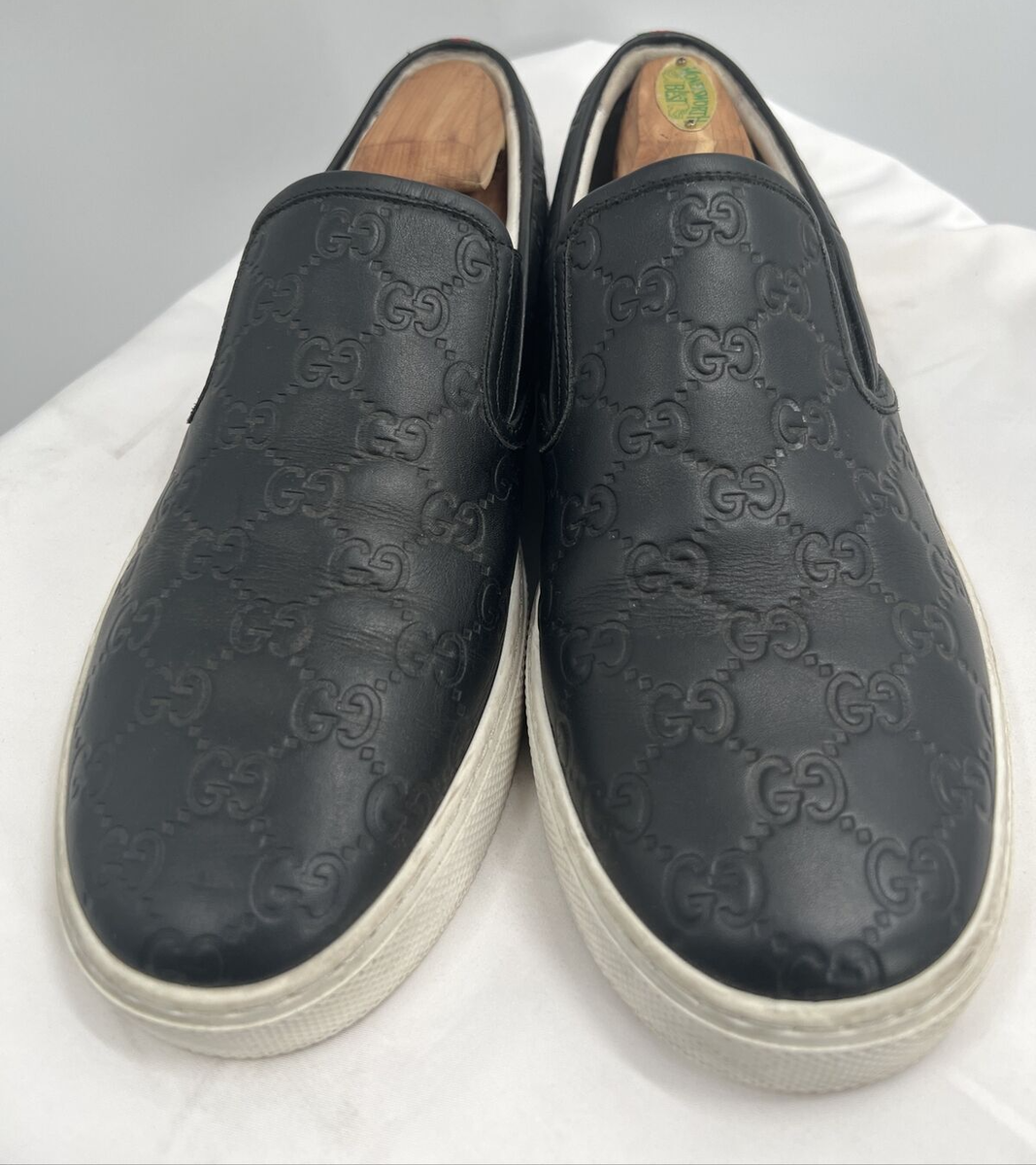 Gucci Men's GG Embossed Leather Signature Slip on Black Gucci Men's GG Embossed Leather Signature Slip on Black