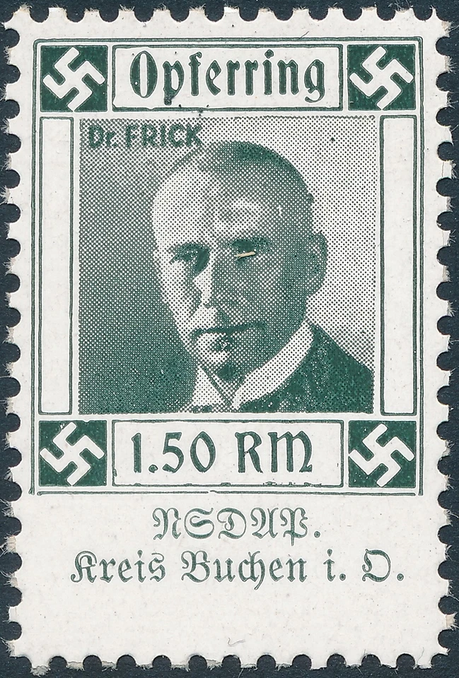 Stamp Germany Revenue Sheet WWII 3rd Reich Charity Kreis Buchen Green MNH - Image 3 of 4