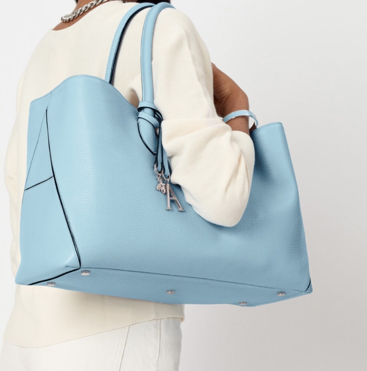 Aspinal Of London London Tote Leather Bag Azure Blue Pebble  (RRP £650) Now £600 image 3
