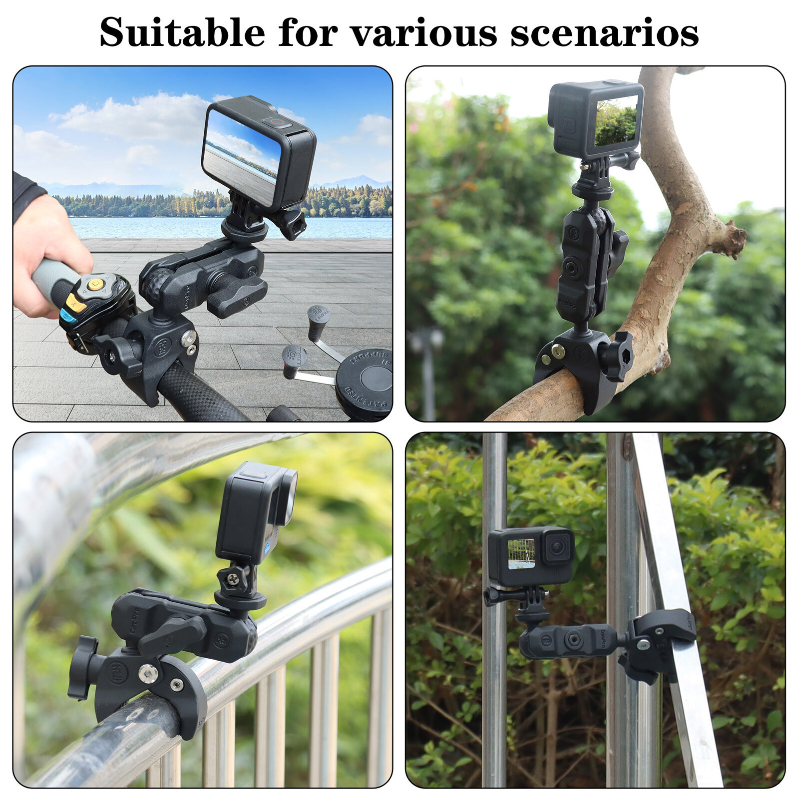 Motorcycle Helmet Adhesive Base Mount Handlebar Mount Clamp for GoPro Insta360