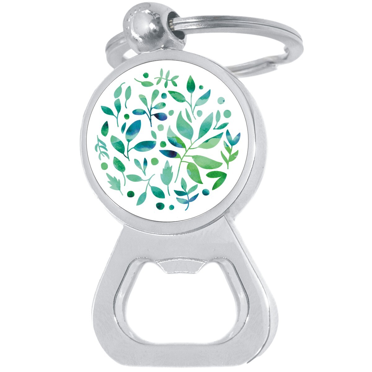 Eco-Friendly Green Leaf Bottle Opener Keychain - Metal Beer & Bar Tool Keyring