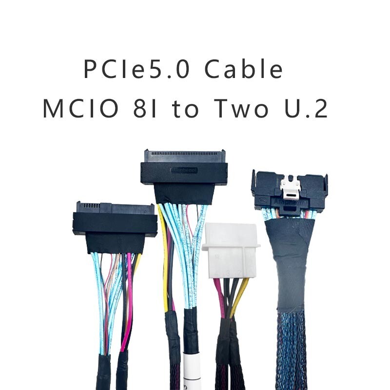 える2 MCIO 8i to 2x U.2 (SFF-8639) Cable L= 0.8m PCIe5.0 Cable | eBay